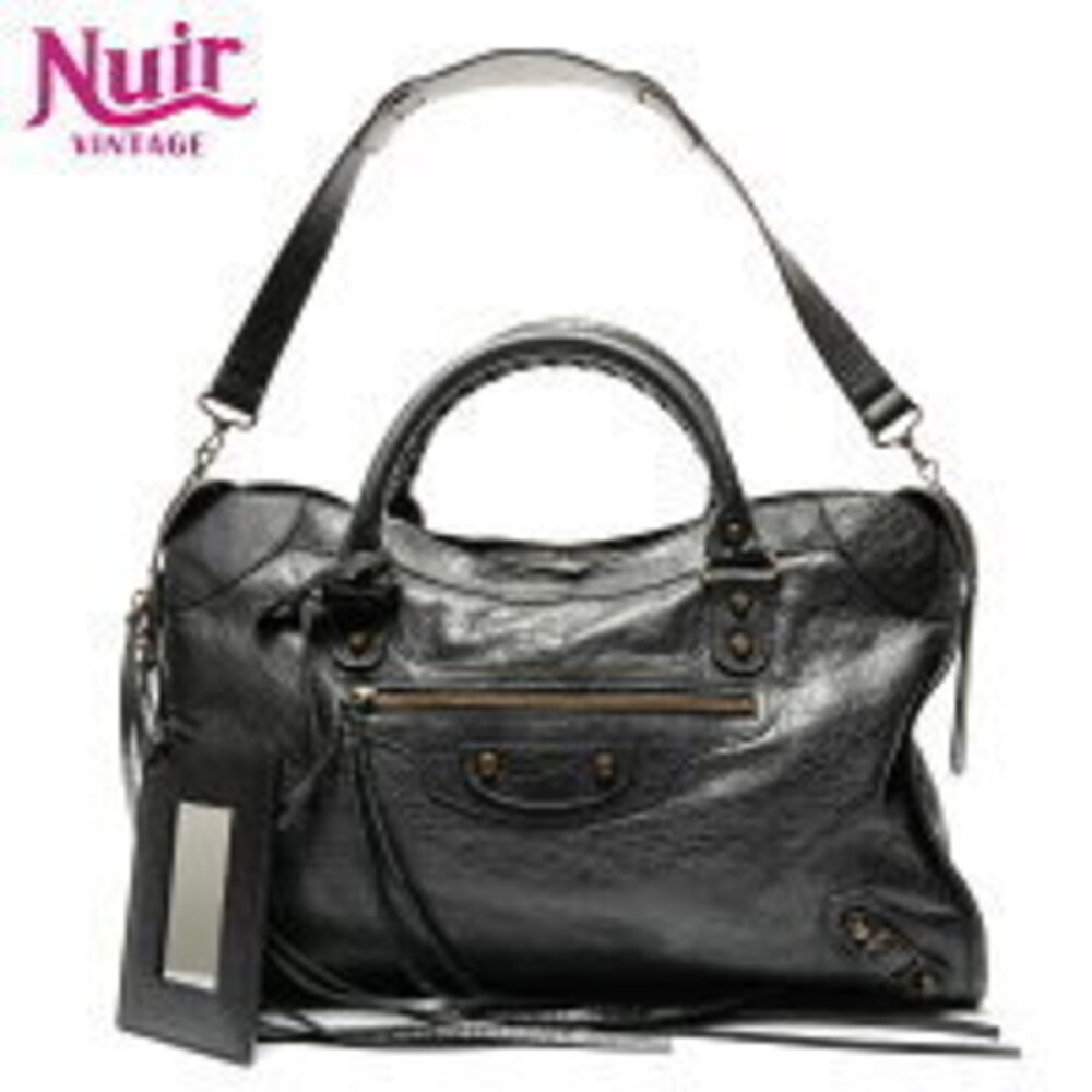 Balenciaga City Leather Shoulder Bag Black